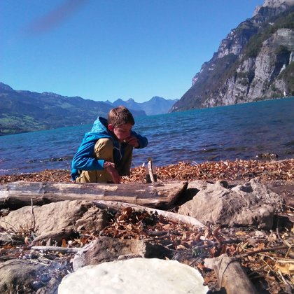 Cooking lunch on the beach, Switzerland